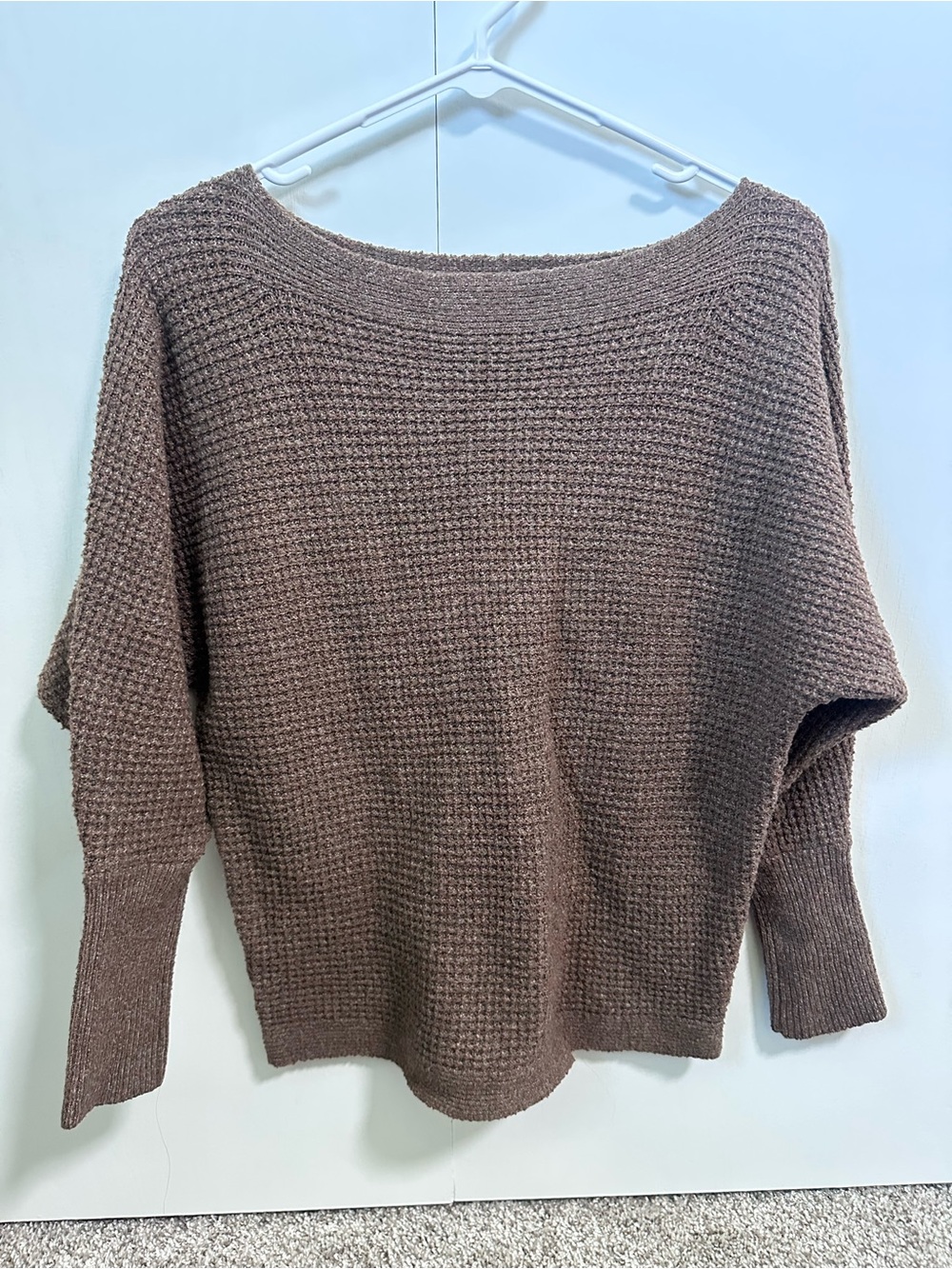 Maurices Wide Neck Women’s Cozy Knit Pullover Sweater - Brown
